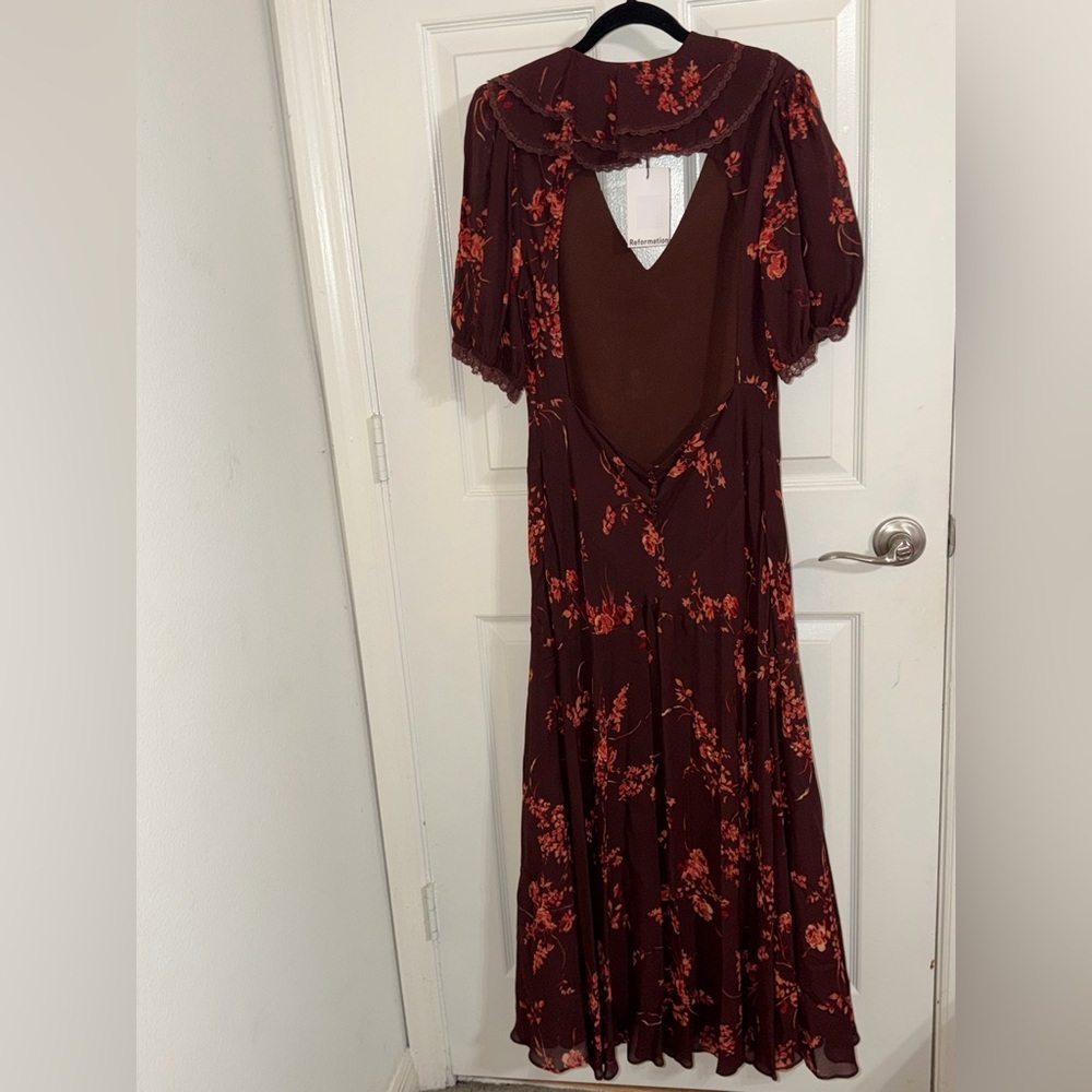 Reformation Brown Floral Midi Dress - Picture 4 of 5